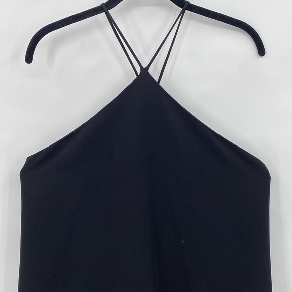 Milly Halter Neck Cascade Back Dress Solid Black Flowy Cocktail Event Size 8 - Picture 4 of 11